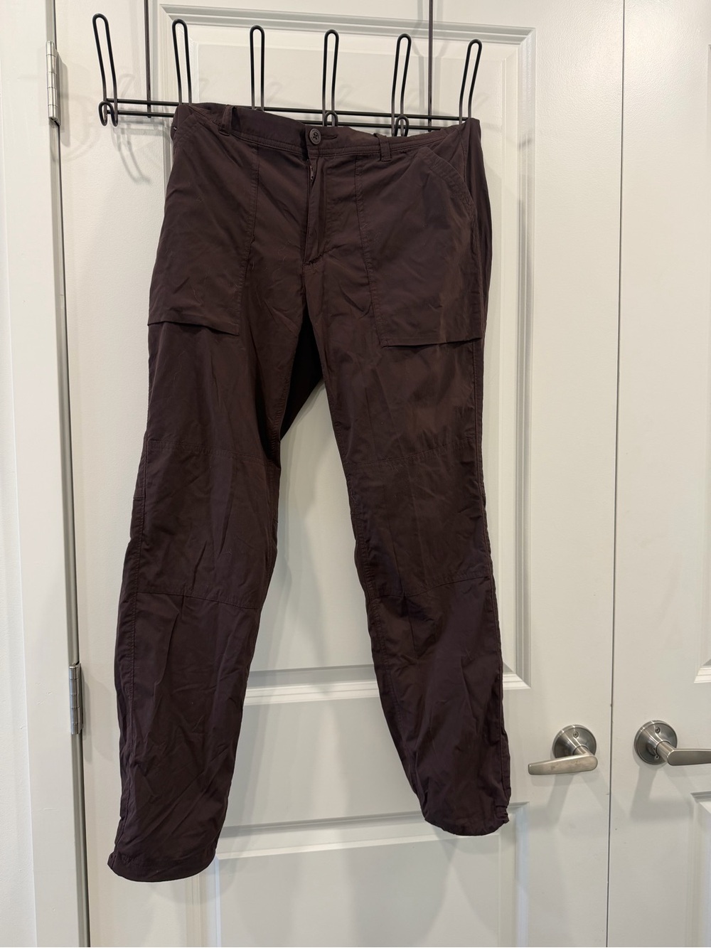 REI Women’s Trail Pants in Dark Purple, medium.
